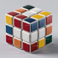 Colorful Rubik's Cube with Vibrant Red, Blue, Green, Yellow, and White Colors