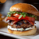 Gourmet Cheeseburger with Bacon Ripe Tomato and Lettuce