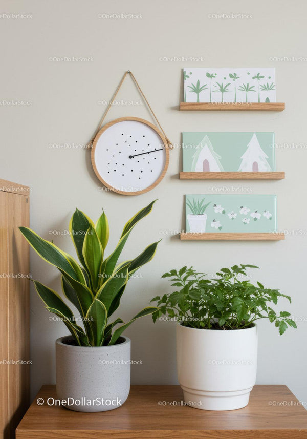Indoor Green Plants in Stylish White and Gray Pots for Home Decor