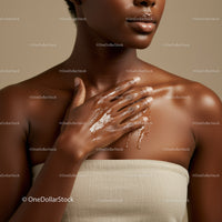 Elegant Black Woman with Glowing Skin and Relaxed Expression