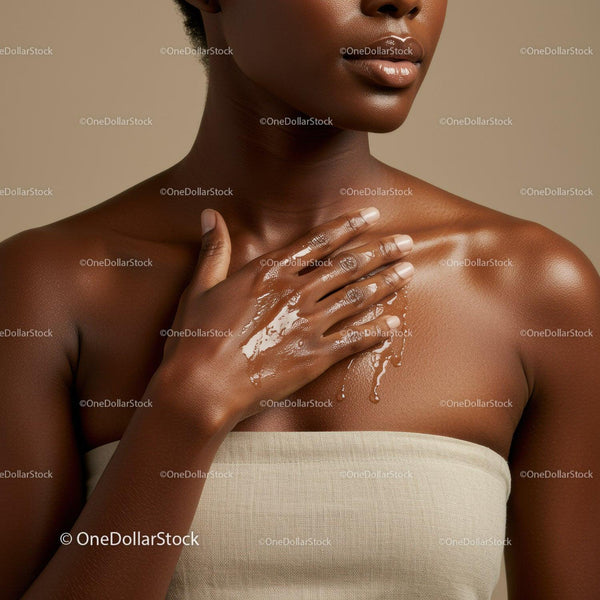 Elegant Black Woman with Glowing Skin and Relaxed Expression