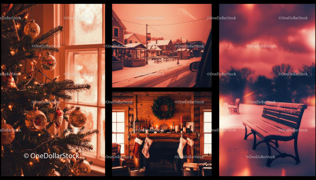 Cozy winter holiday scenes with Christmas decorations