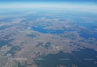 Aerial View of Lakes and Countryside with Forests and Hills