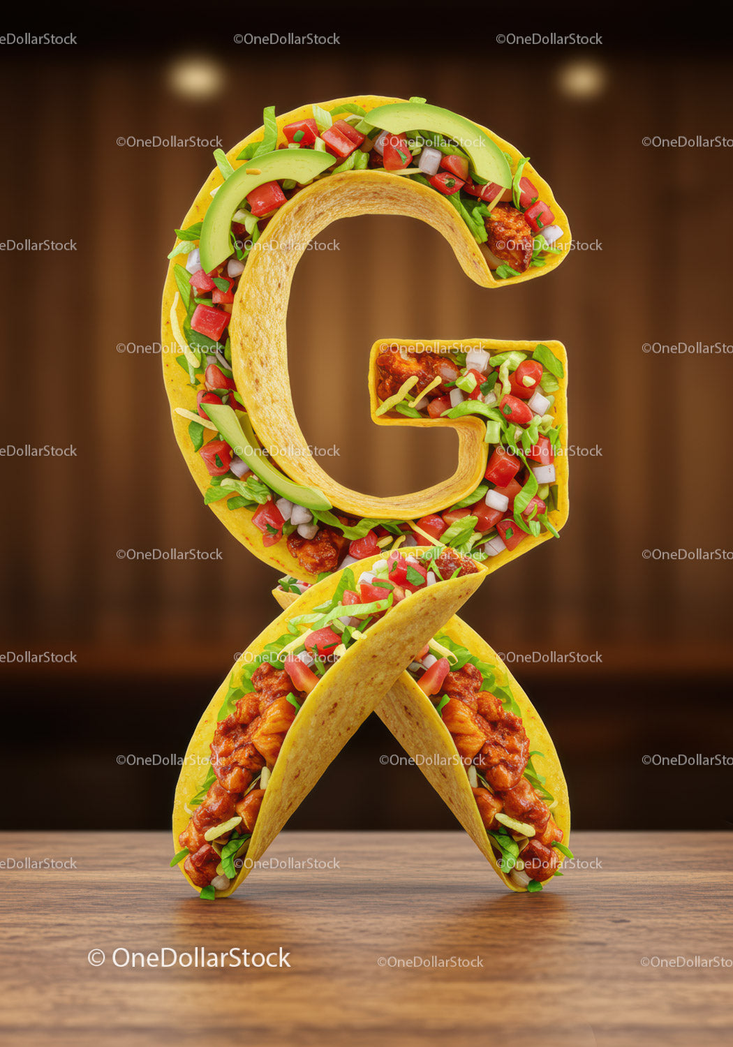Taco Shaped Letter G with Fresh Ingredients
