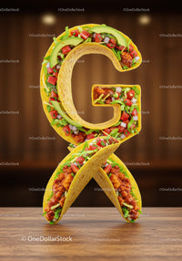 Taco Shaped Letter G with Fresh Ingredients