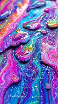 Abstract Colorful Swirling Liquid Paint with Vibrant Hues