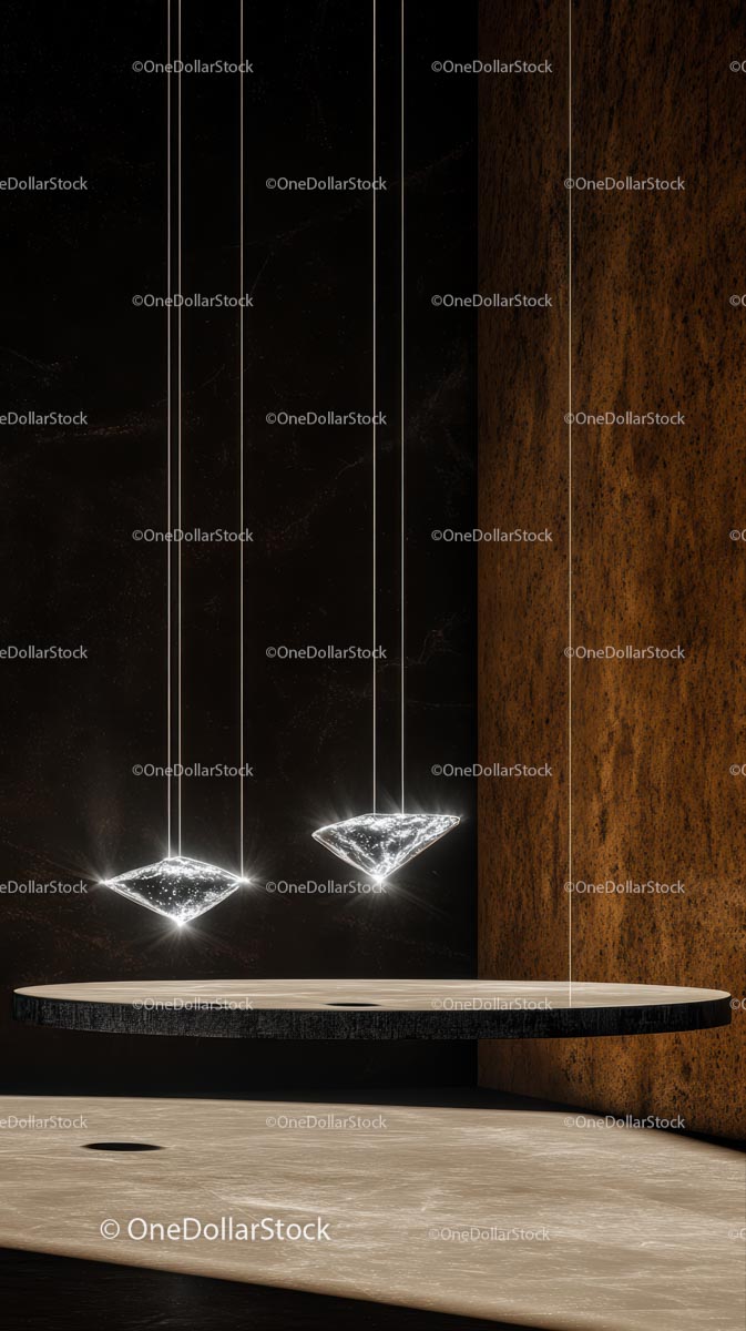 Futuristic Space-Inspired Diamond Art Installation with Holographic Lights