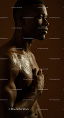 Elegant Portrait of a Black Man with Body Paint and Artistic Lighting