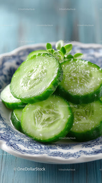 Fresh Cucumber Slices in a Bowl for Healthy Refreshing Snack