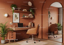 Modern warm home office with natural plant decor