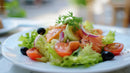 Fresh Mixed Salad with Cherry Tomatoes and Smoked Salmon
