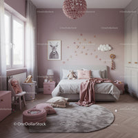 Cozy Pink Nursery with Cloud Wall Art and Wooden Star Decals