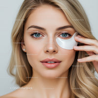 Close-up of a Beautiful Woman with Blue Eyes in Facial Treatment
