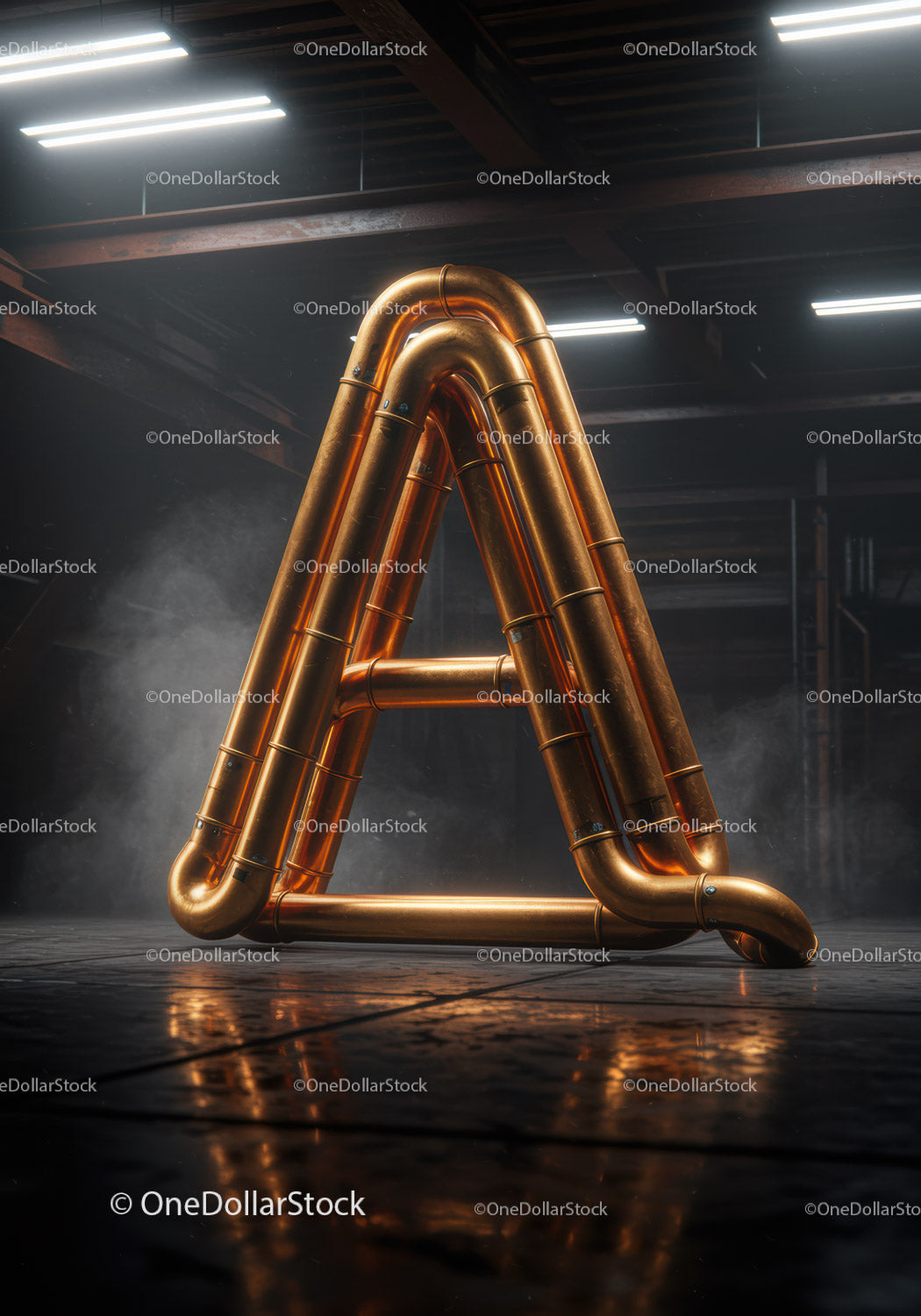 Industrial copper pipes arranged in triangular structure