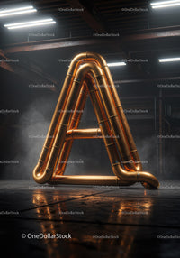 Industrial copper pipes arranged in triangular structure