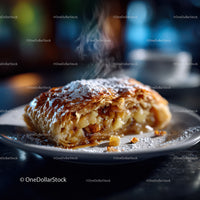 Apple Strudel Pastry with Cinnamon and Powdered Sugar