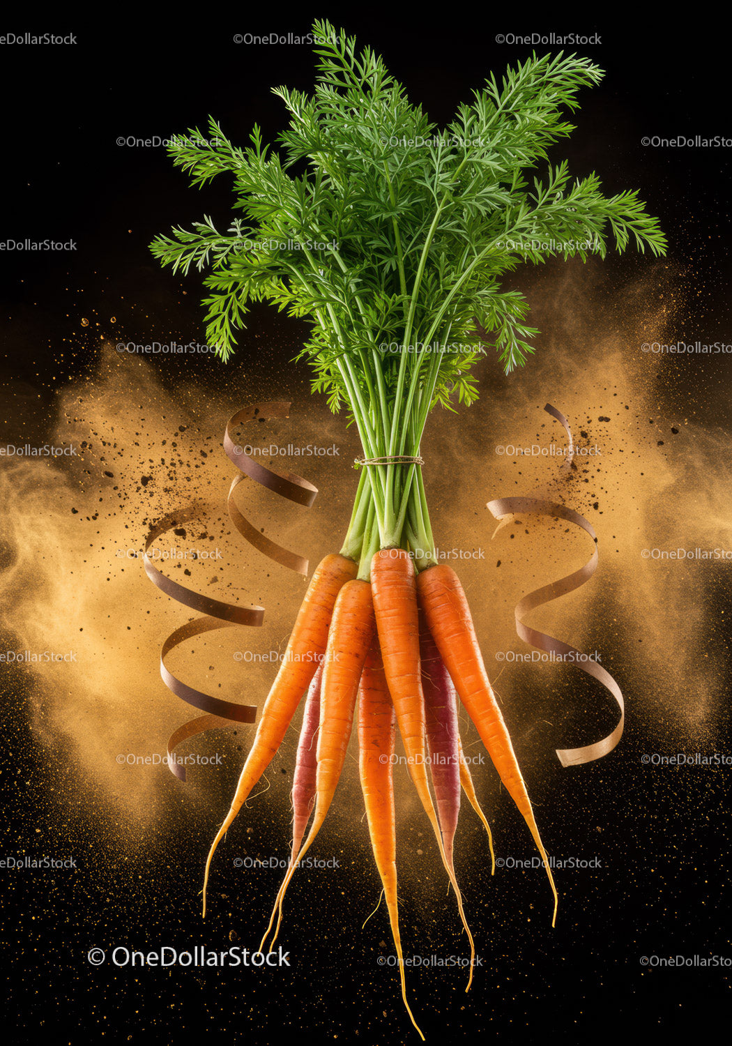 Fresh bunch of carrots with vibrant green leaves