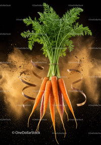 Fresh bunch of carrots with vibrant green leaves