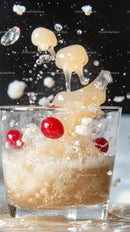 Fresh Berry and Milk Splash with Fruit in a Glass
