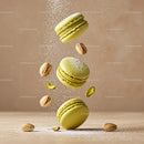Green Pistachio Macarons with Nuts and Powdered Sugar