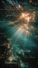 Enchanting Underwater Scene with Sunlight and Bubbles