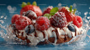 Fresh Mixed Berries with Water Splash and Chocolate Drizzle