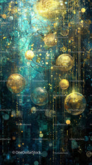 Futuristic Space Scene With Glowing Planets And Abstract Universe