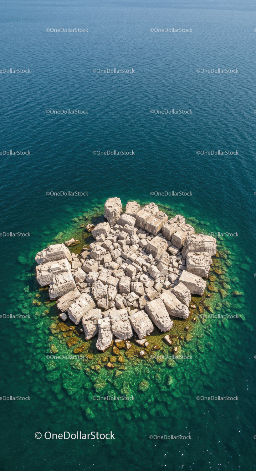 Rock Formation in Clear Turquoise Ocean Water