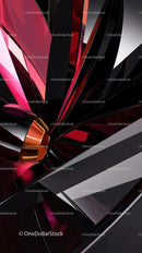 Abstract Black and Red Geometric Shapes Digital Art