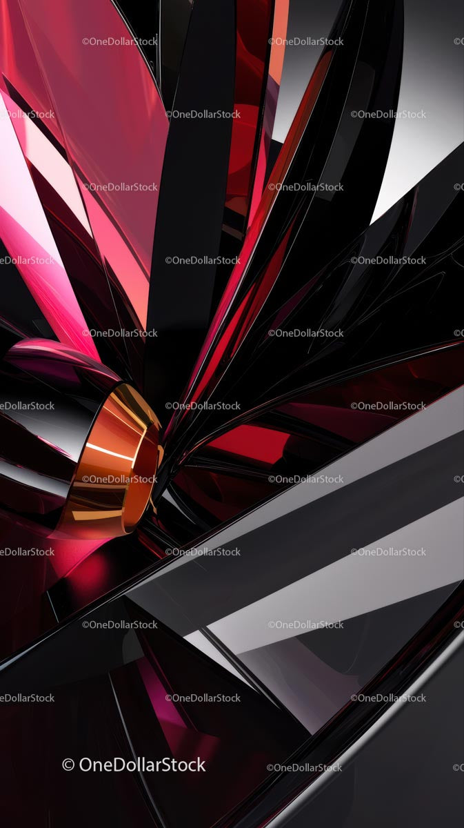 Abstract Black and Red Geometric Shapes Digital Art