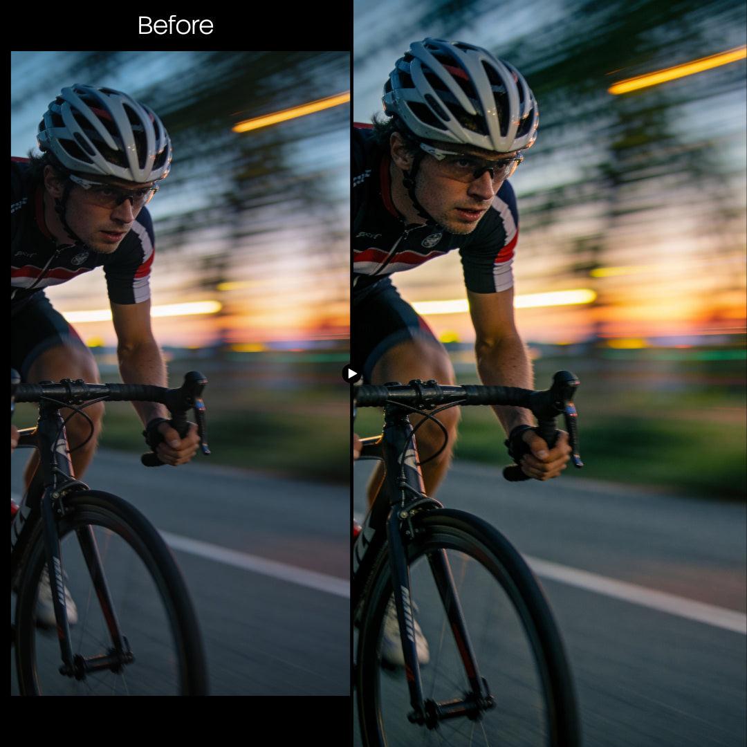 Before and after Athletes LUT Pack effect