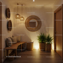 Cozy entryway with natural decor and warm lighting
