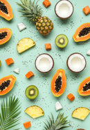 Fresh Tropical Fruits Arrangement on Pastel Background
