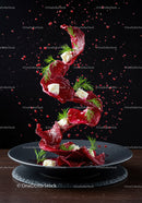 Beetroot Chips with Cheese and Dill in Motion