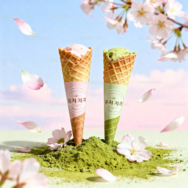 Odświeżające Lody Matcha i Truskawkowe w Waflowych Röżkach