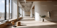 Bright Modern Interior with Wooden Floor and Indoor Plants