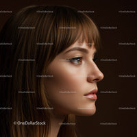 Close-Up Portrait of a Beautiful Woman with Brown Hair in Side Profile
