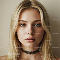Beautiful Blonde Woman with Blue Eyes in Natural Light