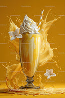 Vibrant Banana Smoothie with Splash and Whipped Topping