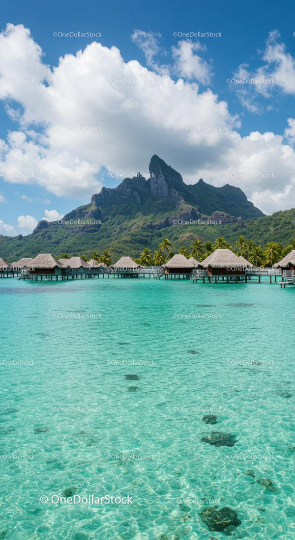 Idyllic Overwater Villas with Mountain and Ocean View