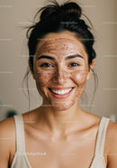 Young Woman with Clear Skin and Bright Smile in Natural Setting