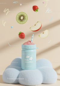Kids Smoothie Bottle with Fresh Fruit Ingredients