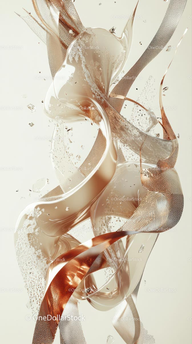 Abstract Metallic Fluid Art with Glossy Curves and Dynamic Movement