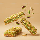 Crunchy pistachio nut bars with sticky filling