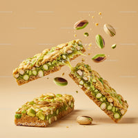 Crunchy pistachio nut bars with sticky filling