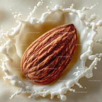 Close-up of Almond Splashed in Creamy Milk