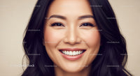Close Up of Smiling Asian Woman with Natural Makeup