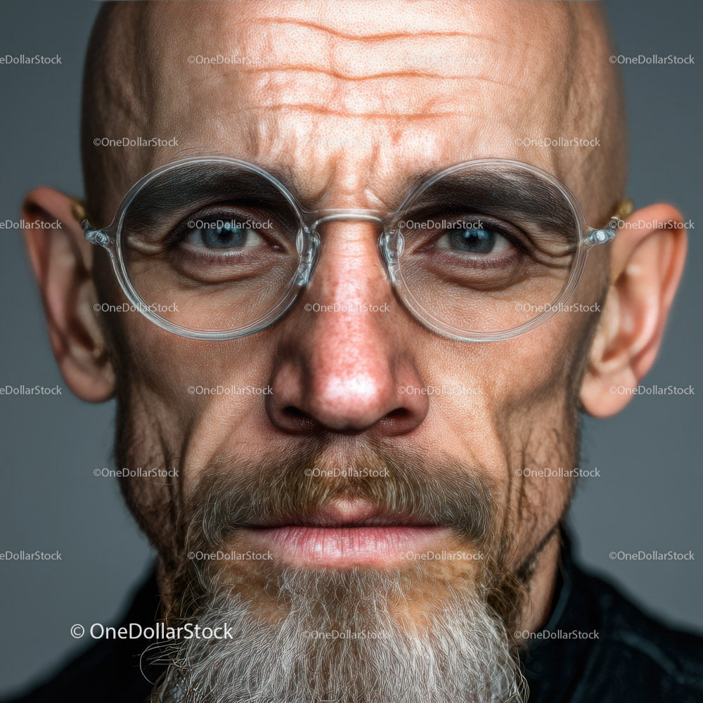 Stylowy portret mężczyzny w okularach i z pewnym wyrazem twarzy
