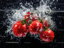 Fresh Cherry Tomatoes Splashing in Water with Vibrant Colors
