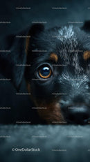 Close-up of a Black and Tan Dog with Brown Eyes and Expressive Face